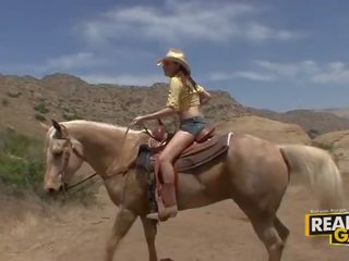 Grand brunette teen whore missy stone outdoor cowboy style fuck